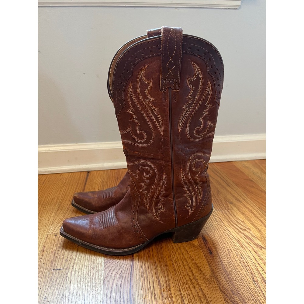 Ariat 10005908 Womens 8B Heritage Western Snip Toe Boots Leather Vintage Carmel